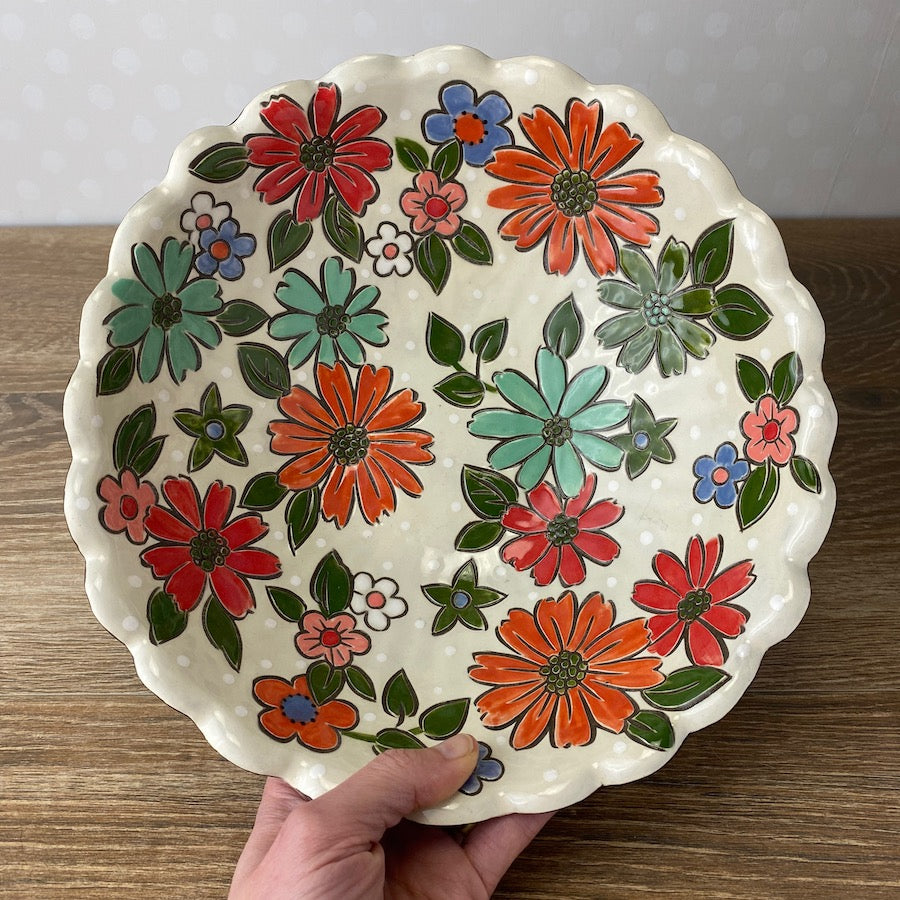 Scalloped Bowl with Vintage Floral