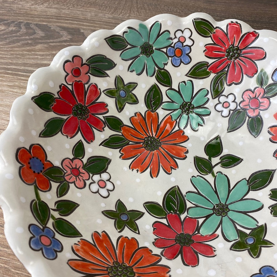Scalloped Bowl with Vintage Floral