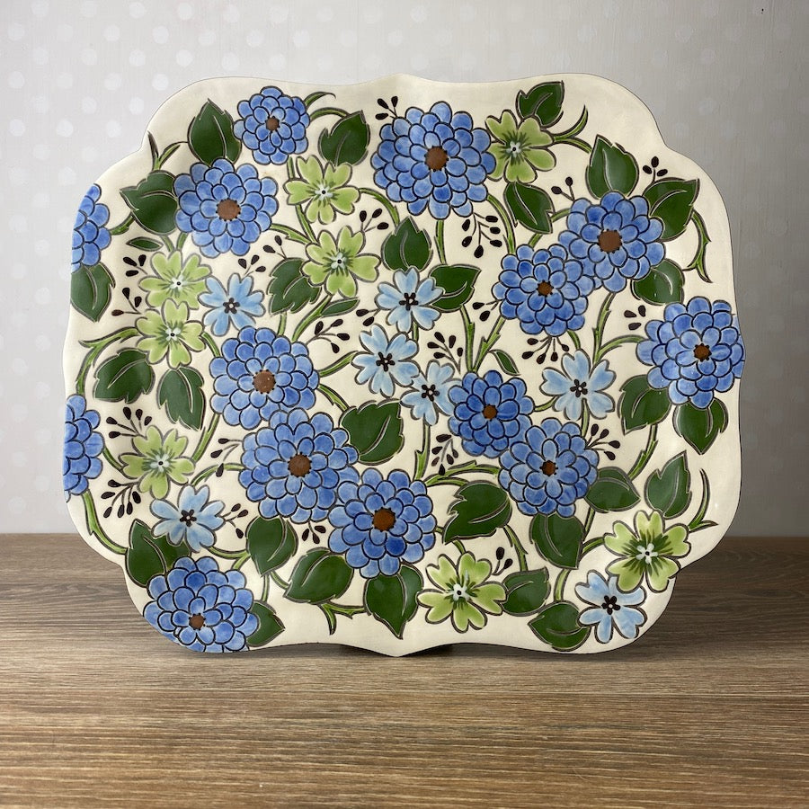 Large Serving Platter with Blue Floral