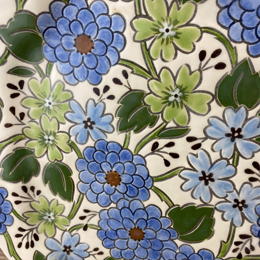Large Serving Platter with Blue Floral