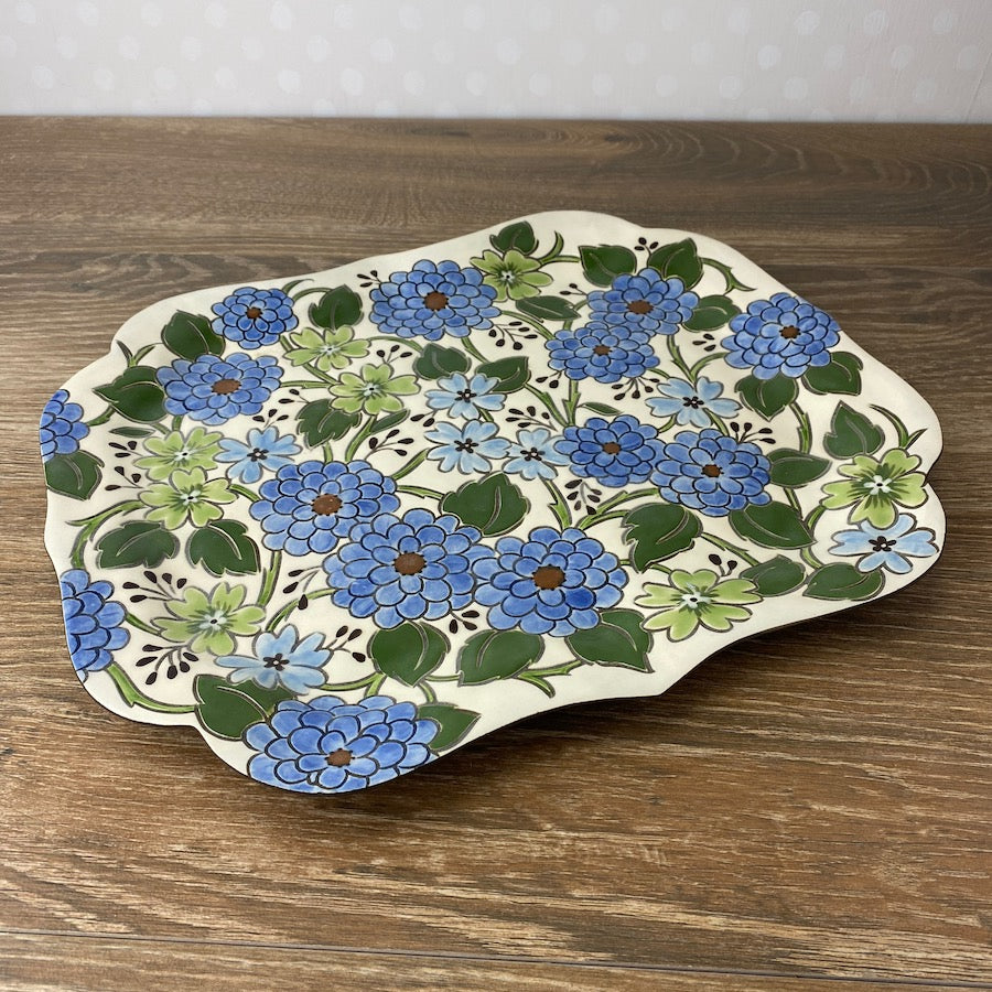 Large Serving Platter with Blue Floral