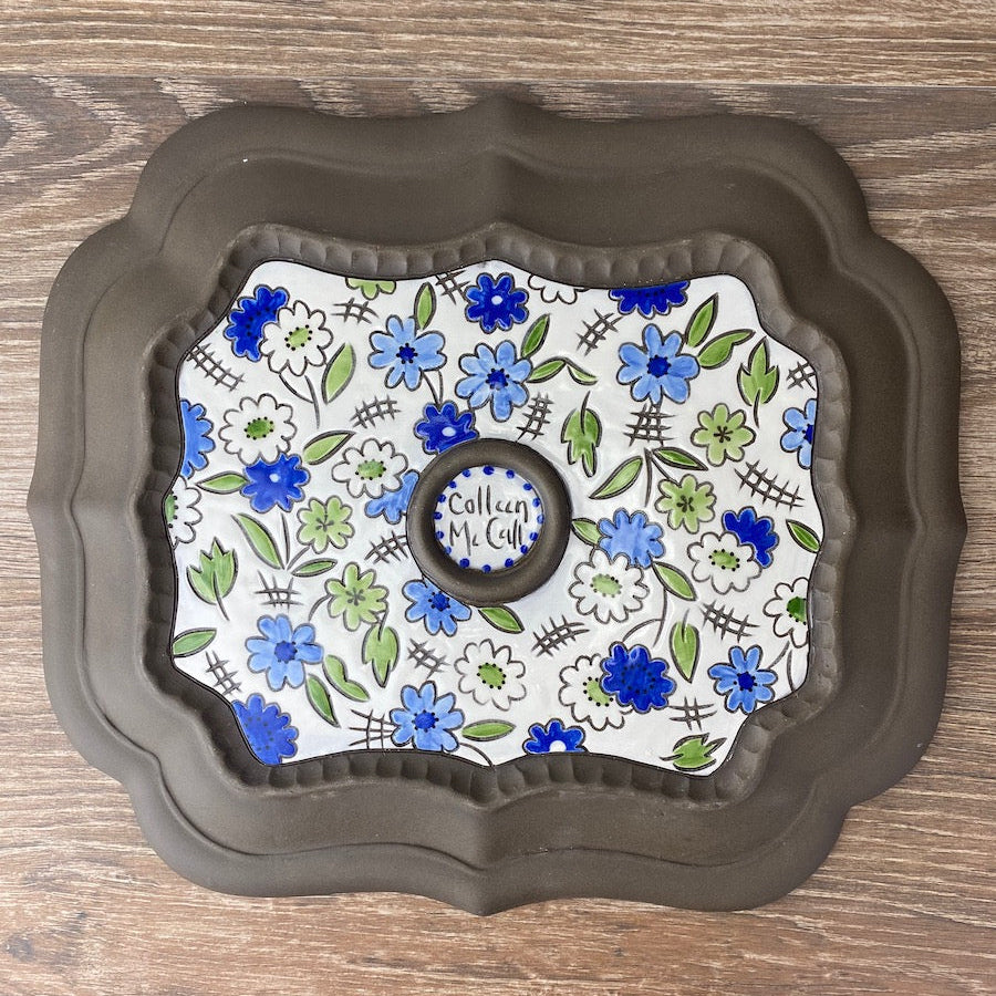 Large Serving Platter with Blue Floral