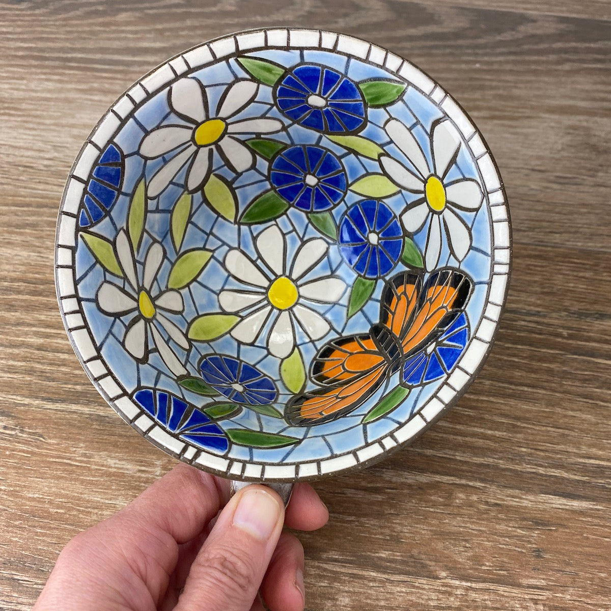Pottery Soup Mug with Butterfly