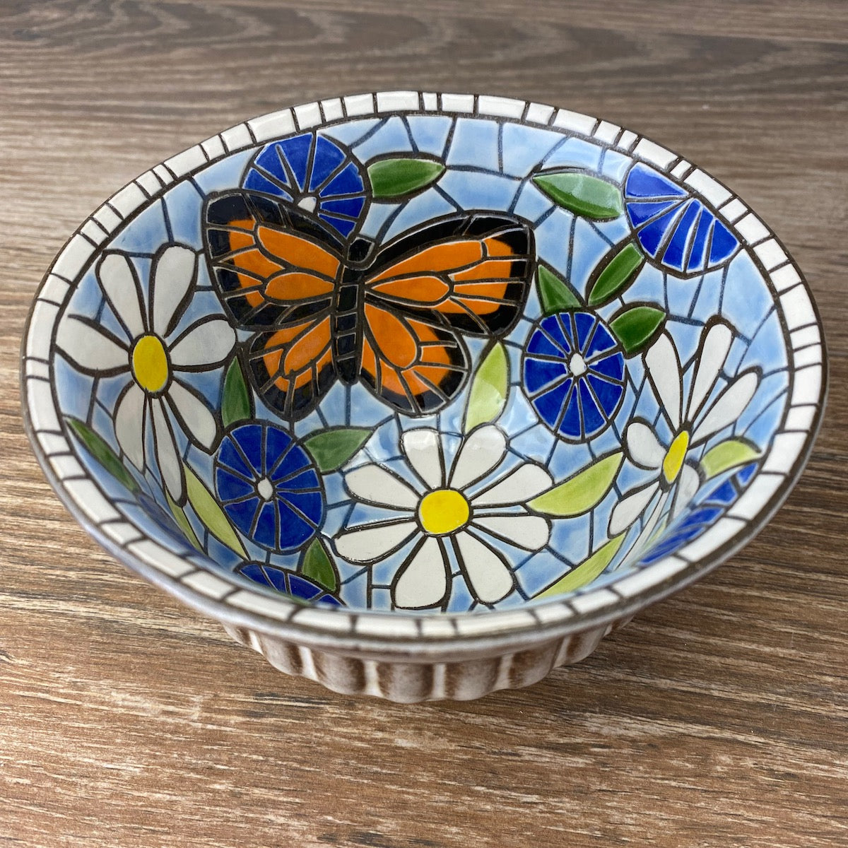 Pottery Soup Mug with Butterfly
