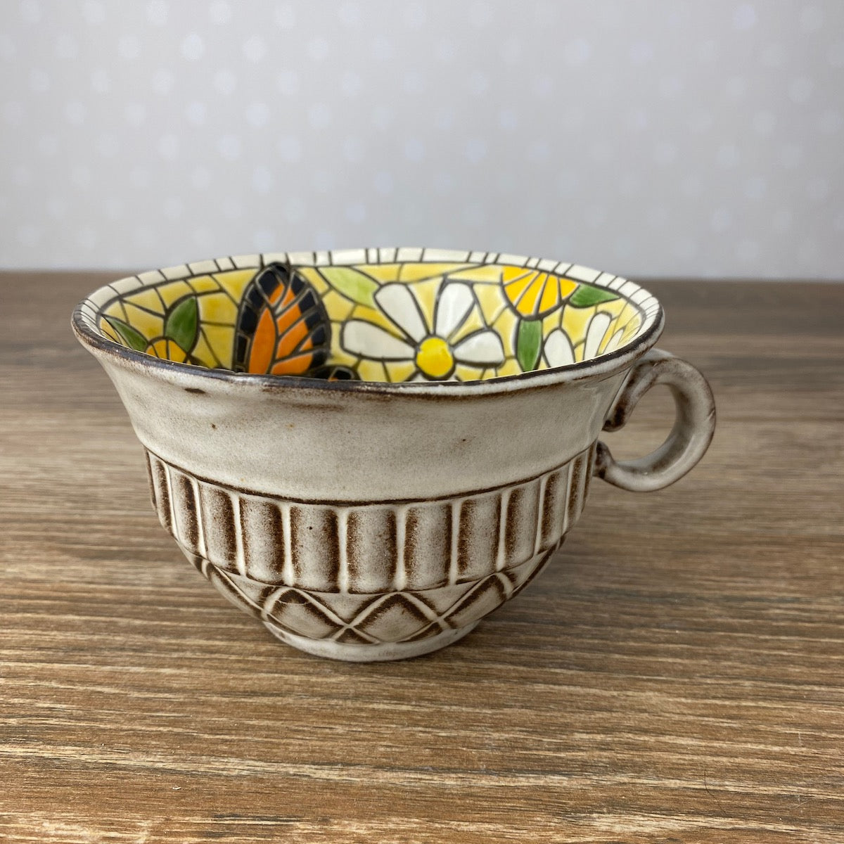 Pottery Soup Mug with Butterfly