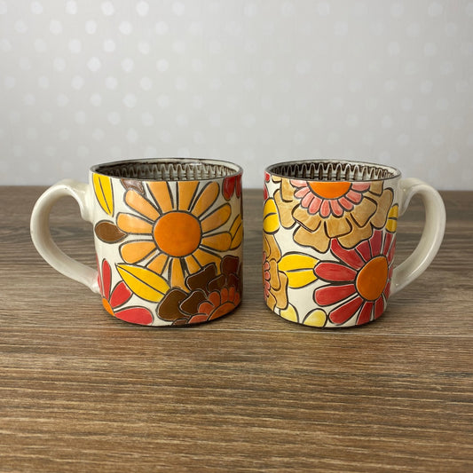 Handpainted Stoneware Mug | 1960's Floral