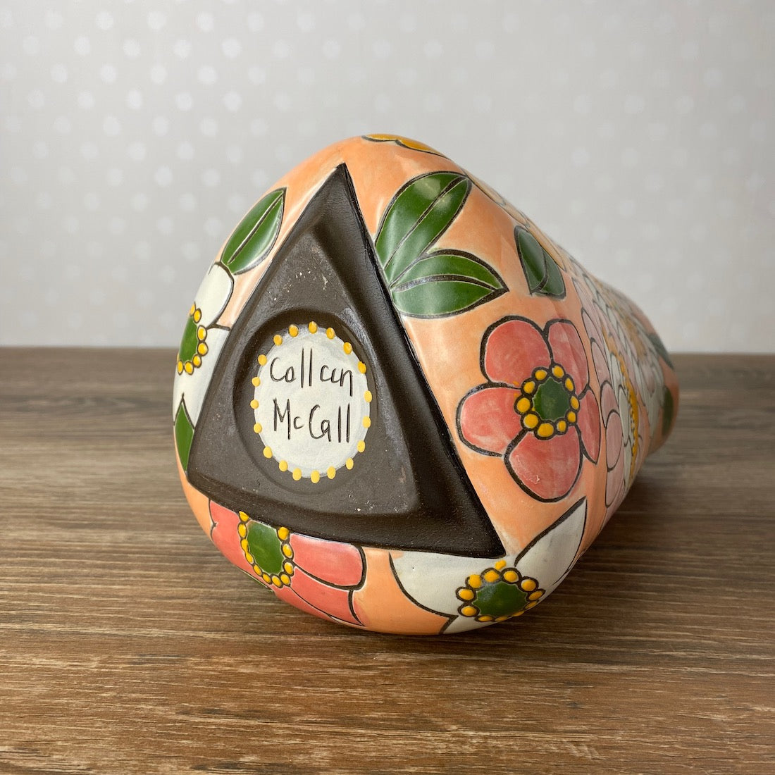 Peach and Pink Floral Vase