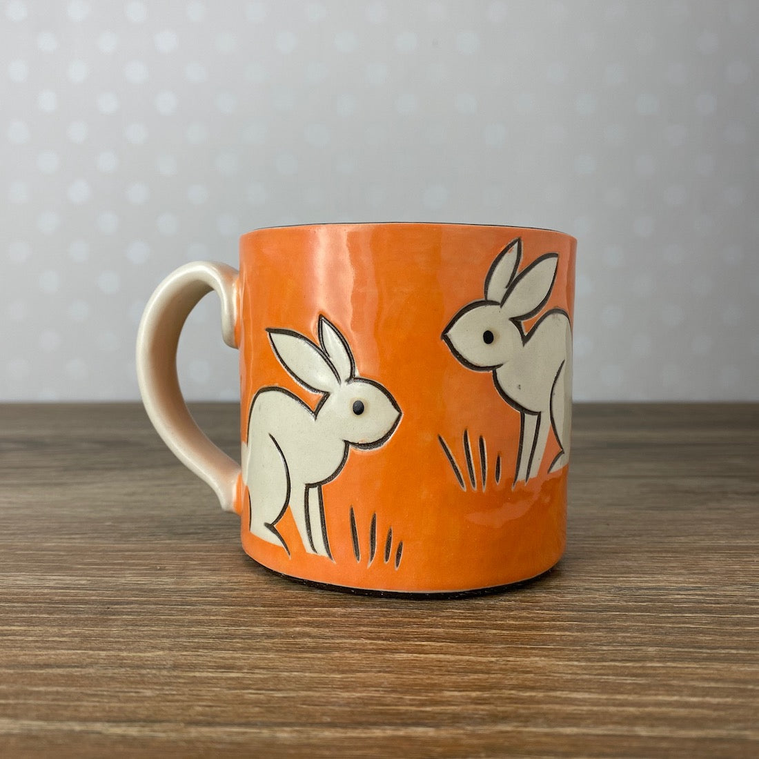 Charming Stoneware Mug with Rabbits