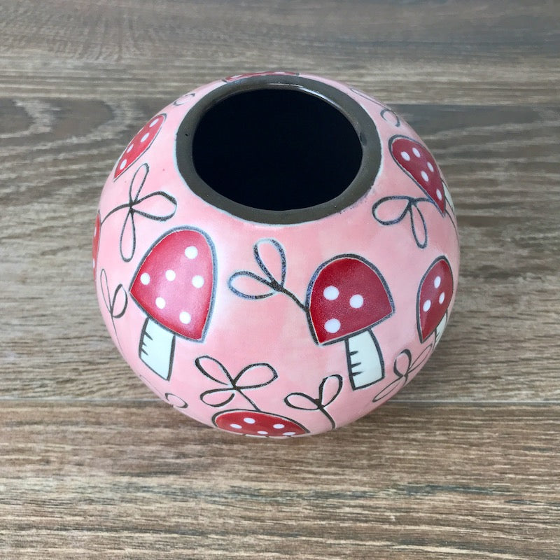 Pink Vase with Mushrooms