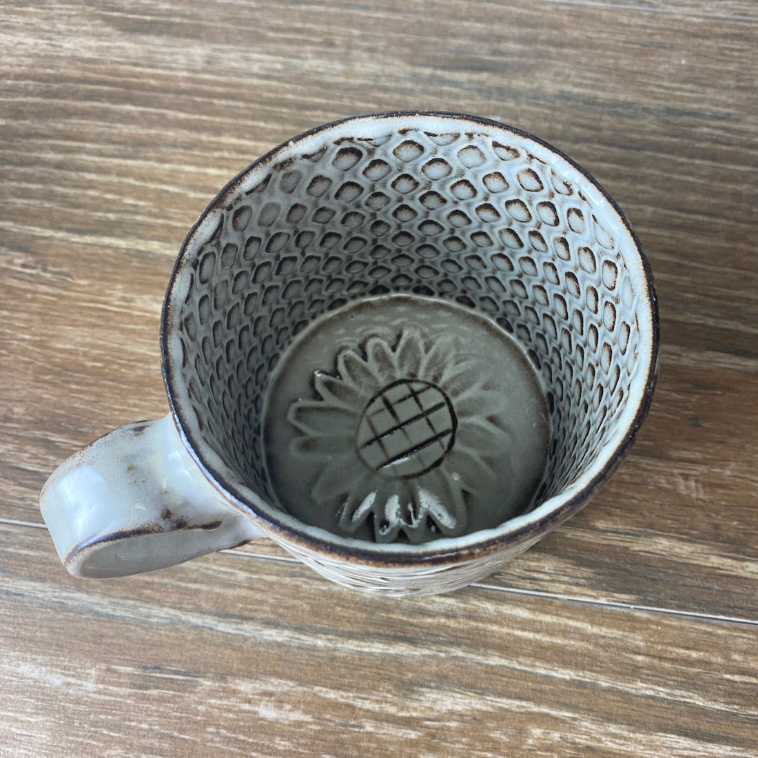 Textured Stoneware Coffee Mug with Sunflowers