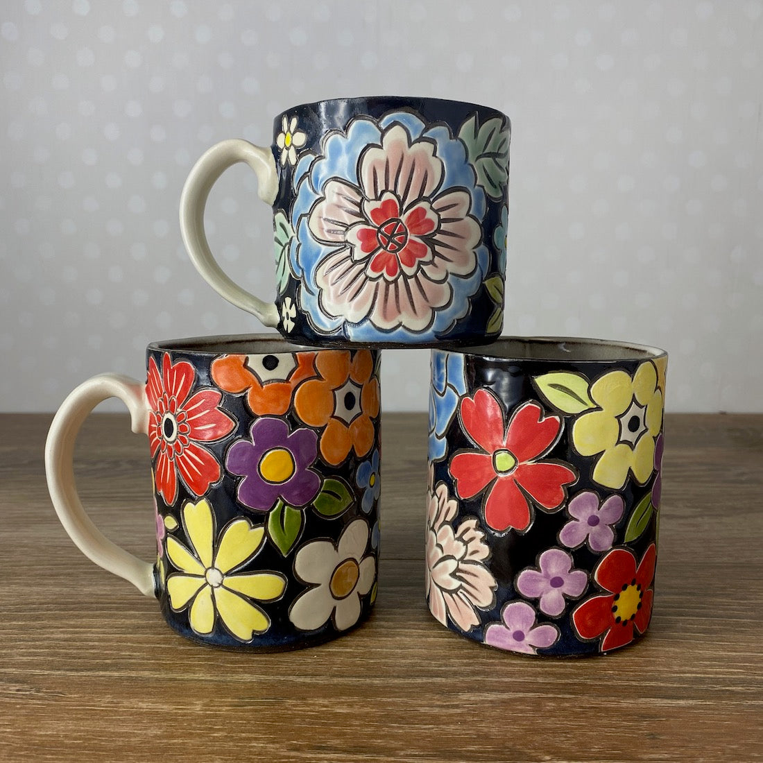 Handpainted Stoneware Mug | Multi-floral