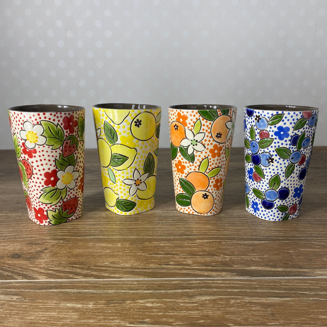 Handpainted Pottery Pints | Set of Four