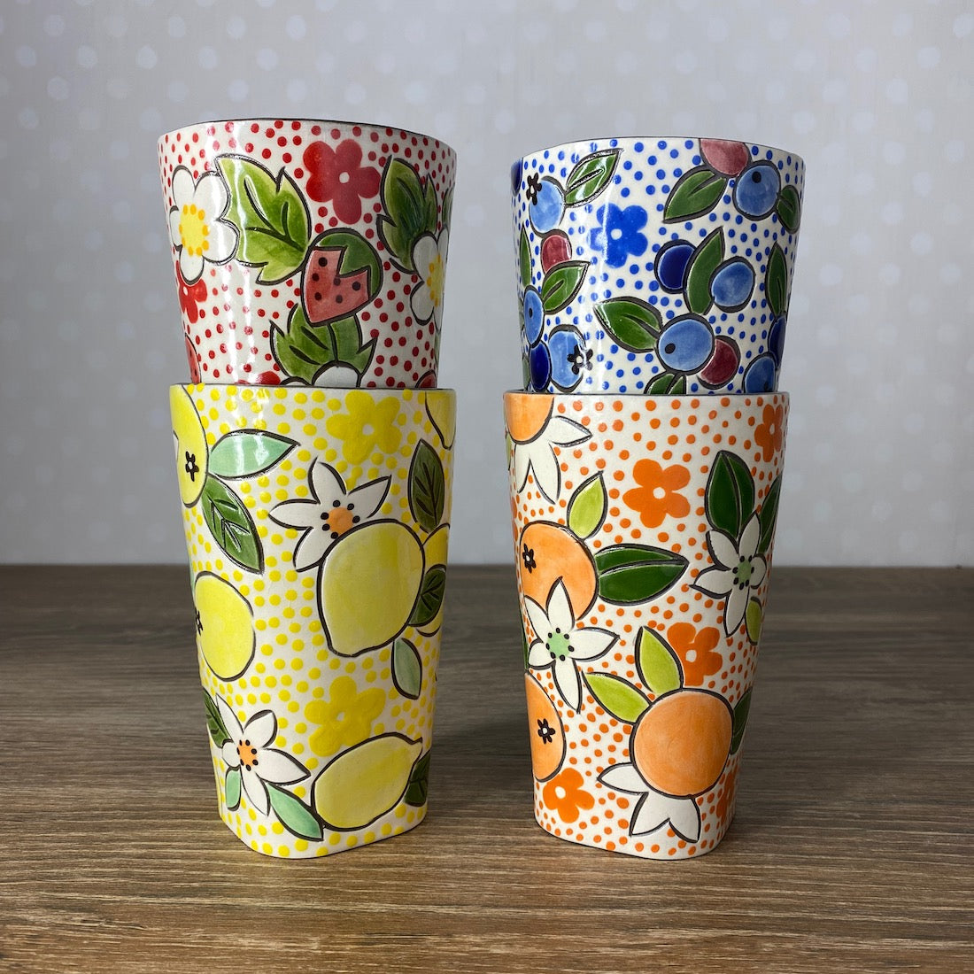 Handpainted Pottery Pints | Set of Four