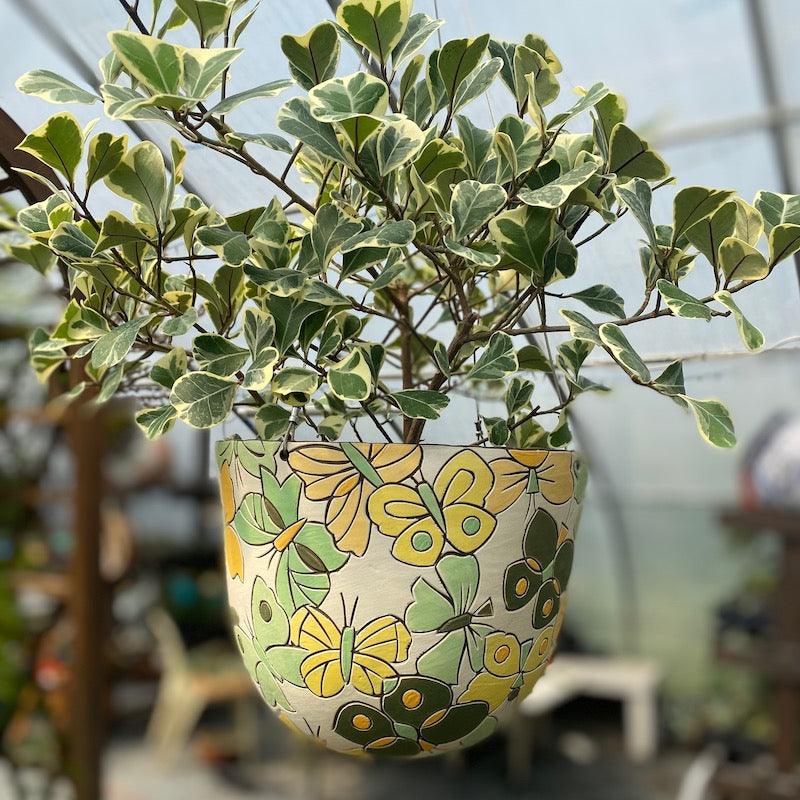 Handmade Swivel Hanging Basket with Butterflies