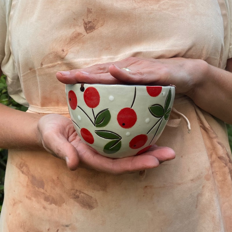 strawberry ceramic hanging planter Assorted Small Hanging Planters in Vibrant Hand Painted Patterns – Colleen McCall Ceramics