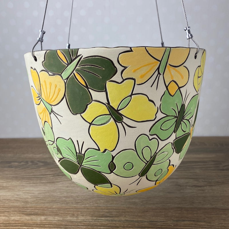 Handmade Swivel Hanging Basket with Butterflies