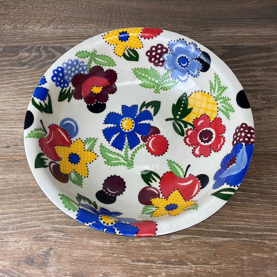 Vintage Floral Serving Bowl with Fruit