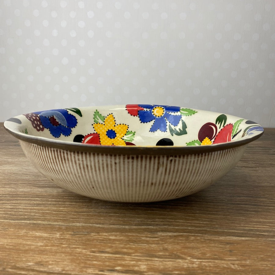 Vintage Floral Serving Bowl with Fruit