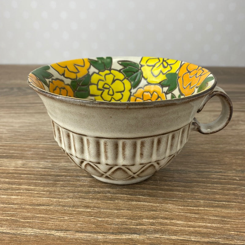 Stoneware Mug Bowl with Marigolds