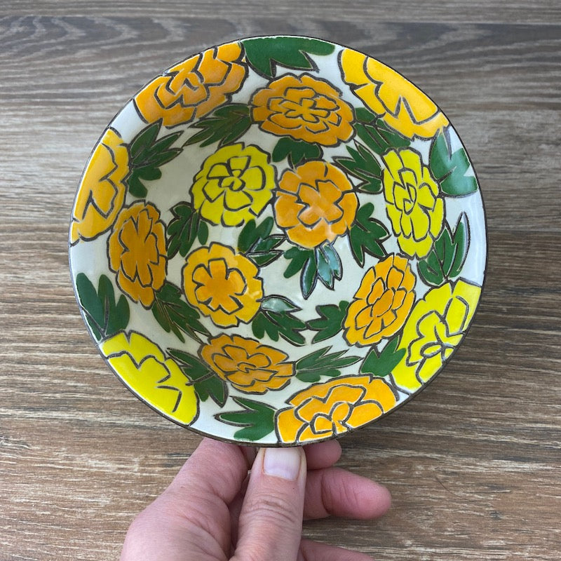 Stoneware Mug Bowl with Marigolds