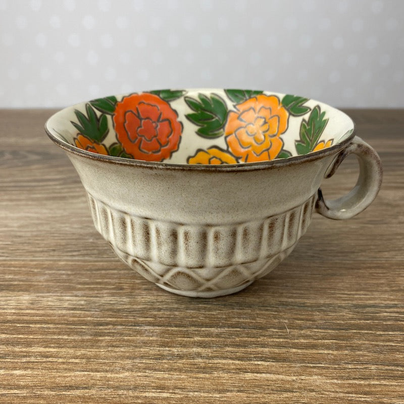 Stoneware Mug Bowl with Marigolds