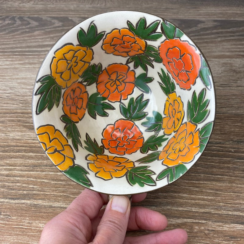 Stoneware Mug Bowl with Marigolds