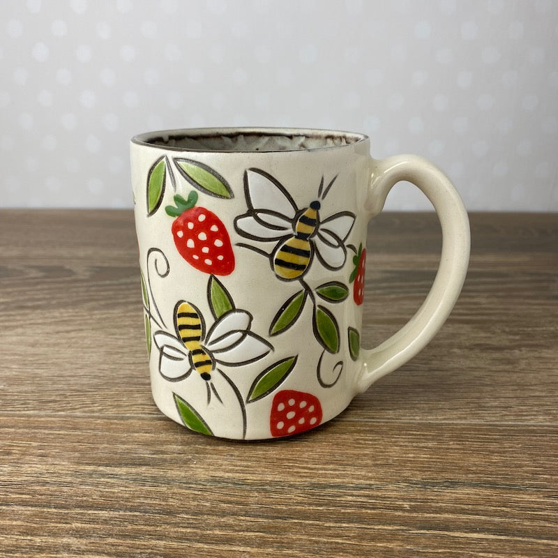 Strawberry Mug with Bees