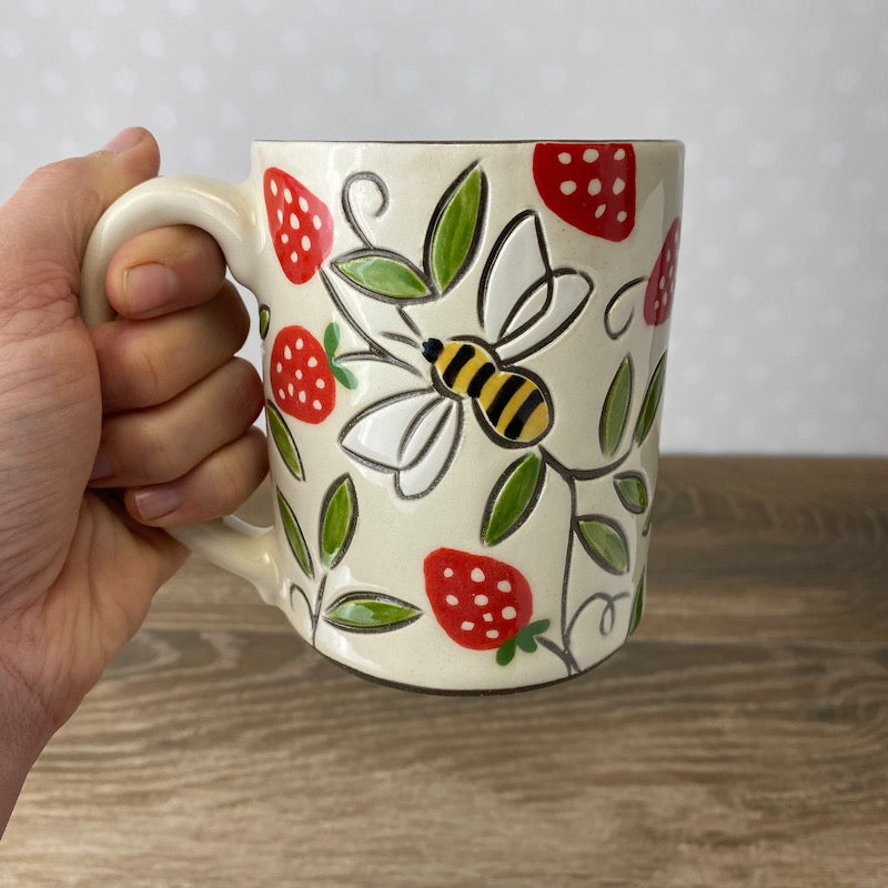 Strawberry Mug with Bees