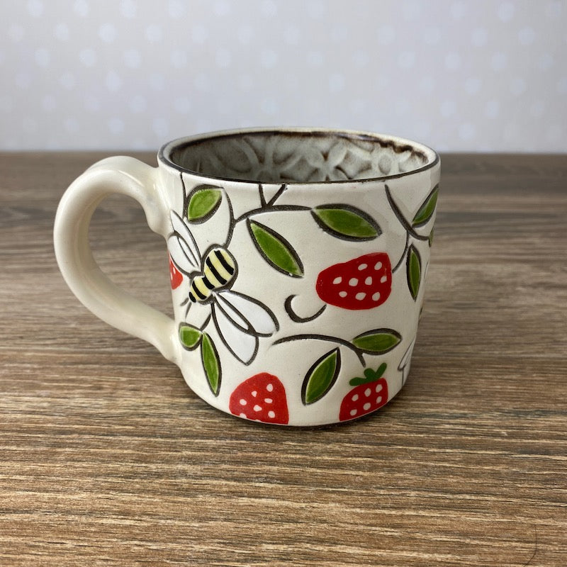 Strawberry Mug with Bees