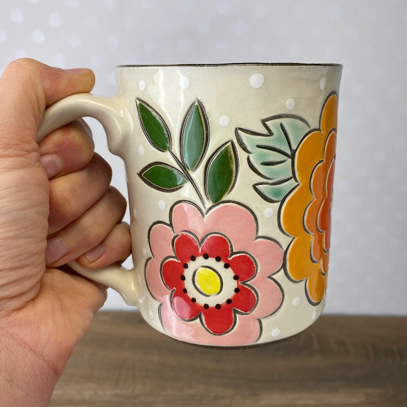 Meridiana deals Ceramiche Hand painted Mug Rainbow Colorful Flower Swirl