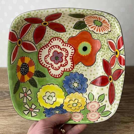 Multi-floral Square Serving Bowl