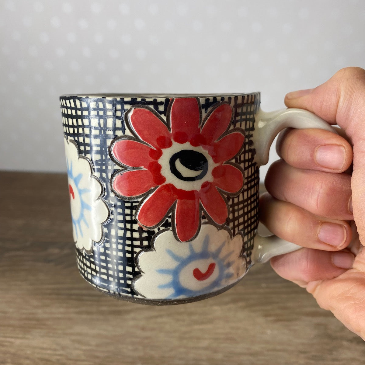 Handpainted Stoneware Mug | 1940's Floral