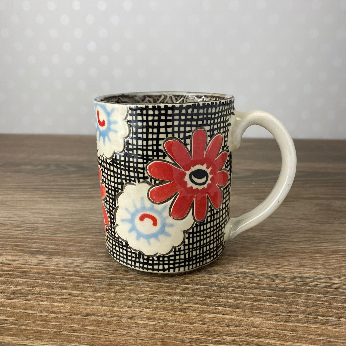 Handpainted Stoneware Mug | 1940's Floral