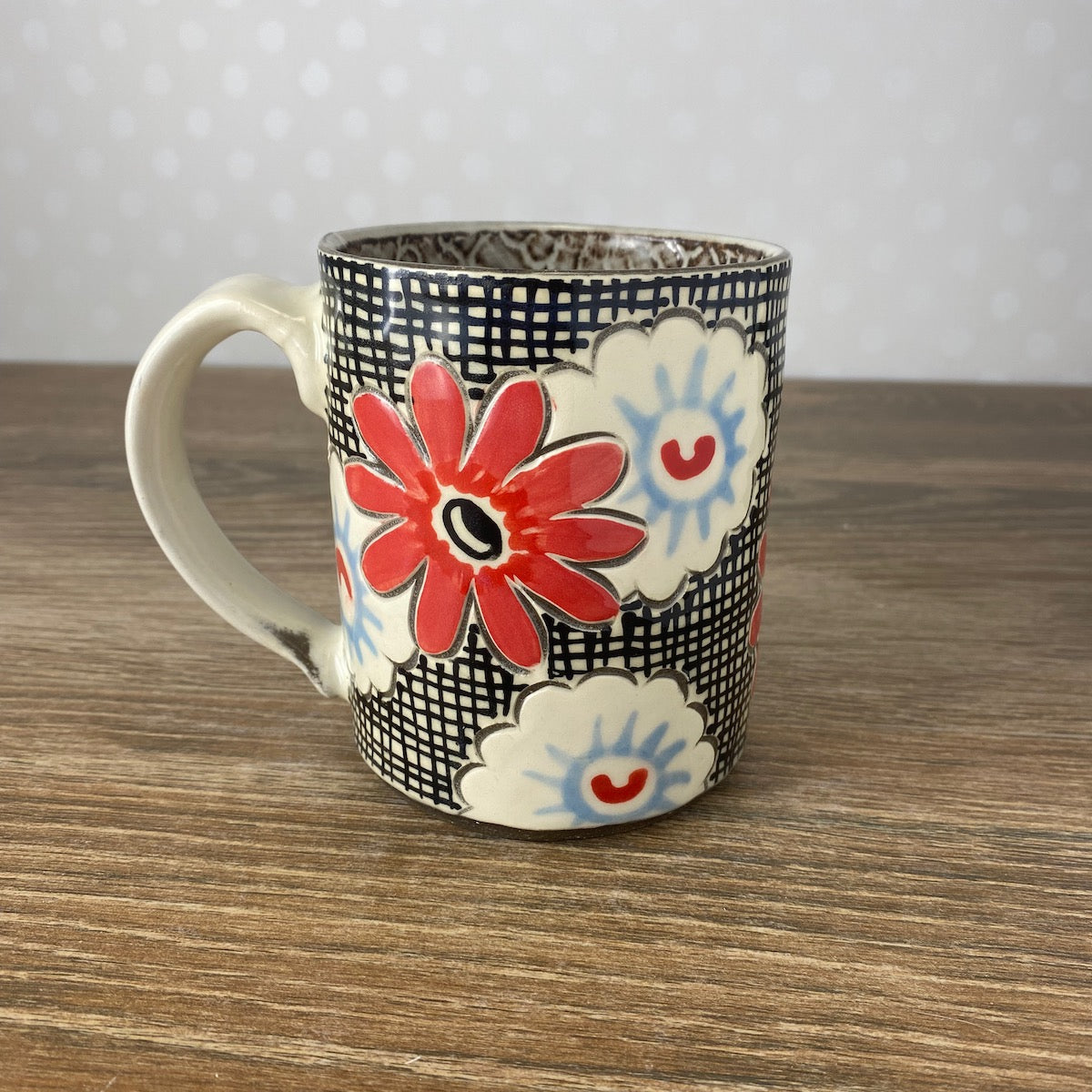 Handpainted Stoneware Mug | 1940's Floral
