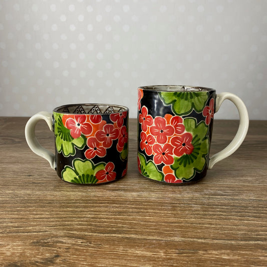 Stoneware Coffee Mug with Geraniums
