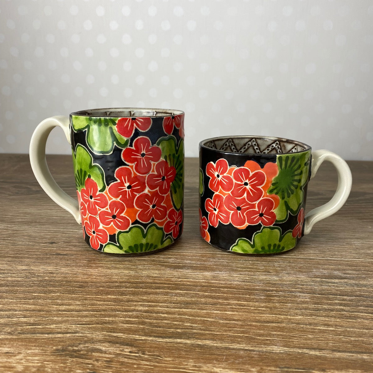 Stoneware Coffee Mug with Geraniums