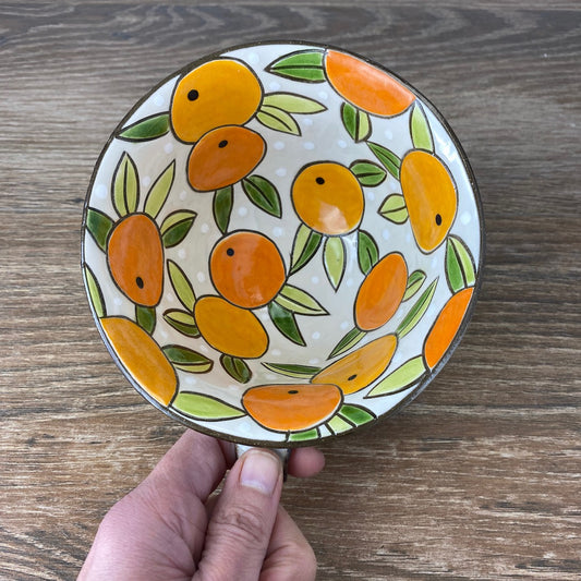 Pottery Soup Mug with Oranges