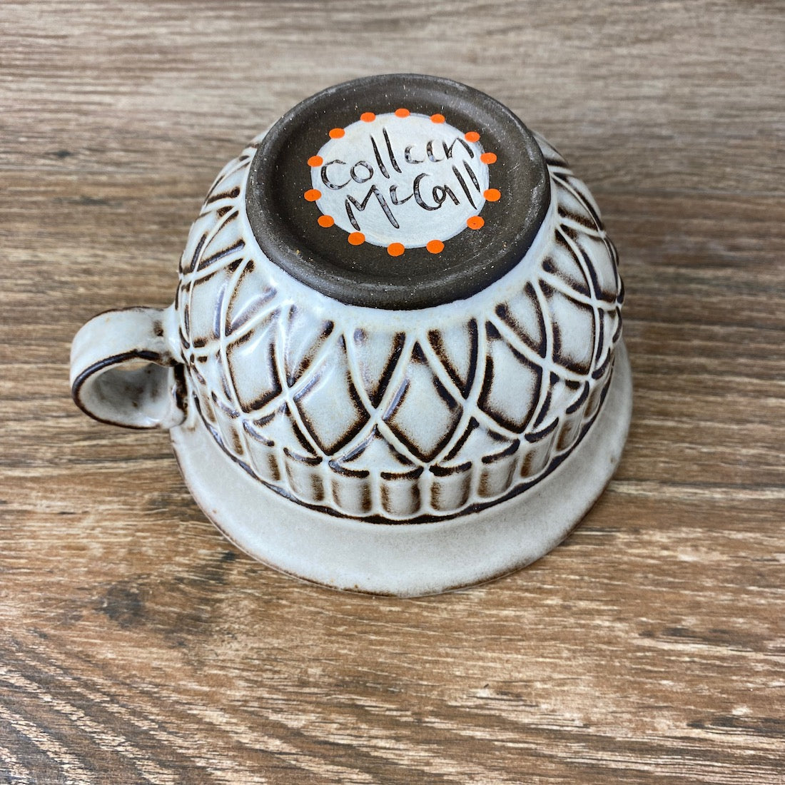 Pottery Soup Mug with Oranges