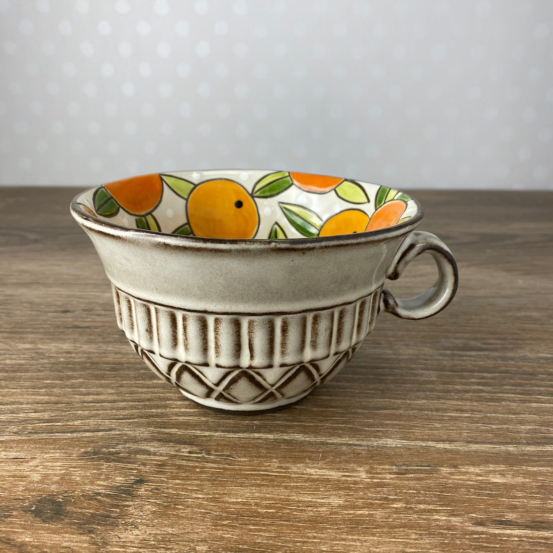 Pottery Soup Mug with Oranges
