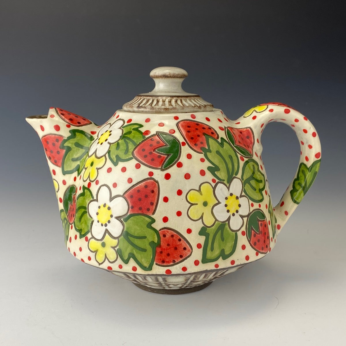 Floral Teapot with Strawberries