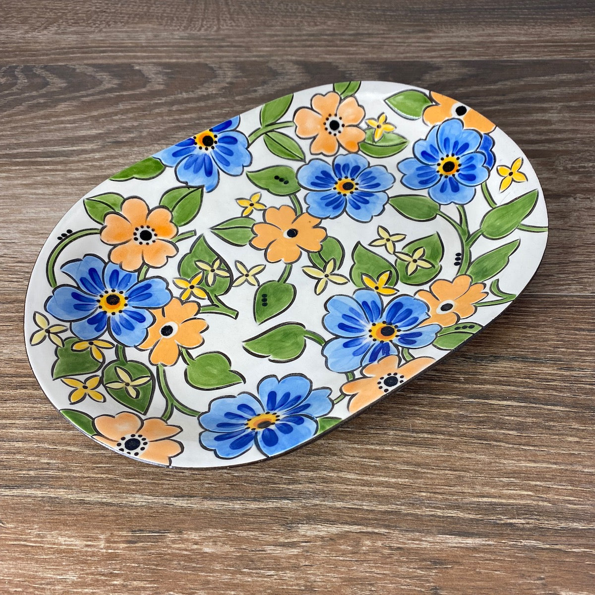 Blue Floral Plate with Ants