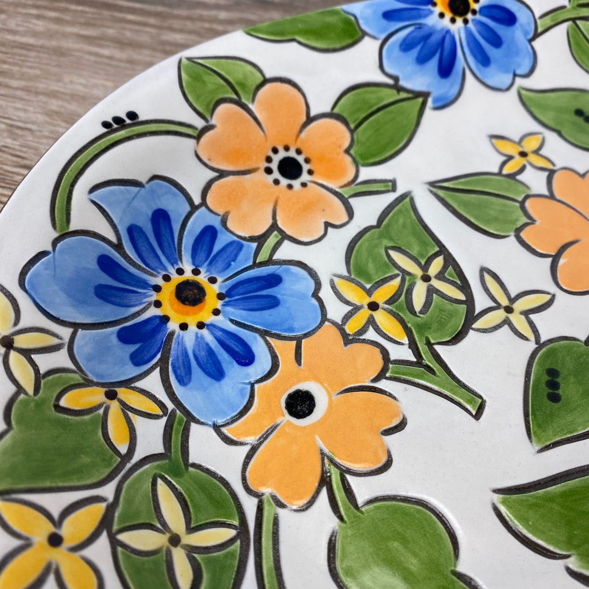 Blue Floral Plate with Ants