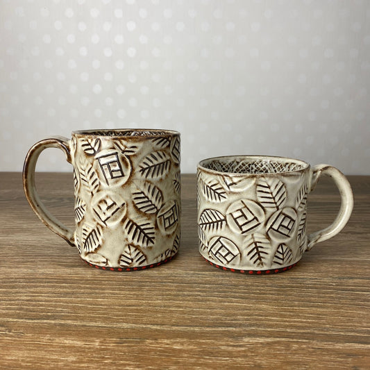 Textured Stoneware Coffee Mug with Roses