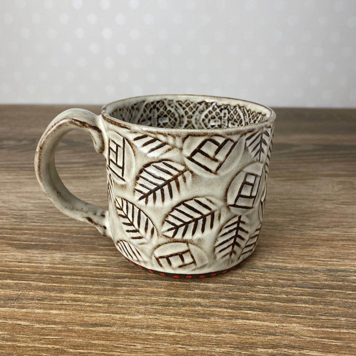 Textured Stoneware Coffee Mug with Roses