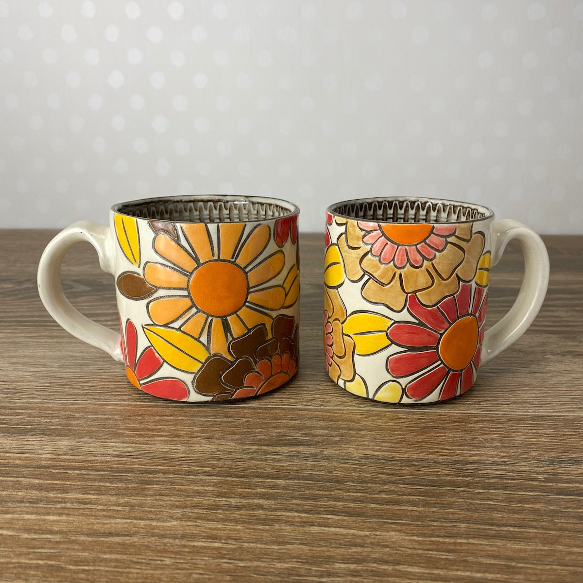 Handpainted Stoneware Mug | 1960's Floral
