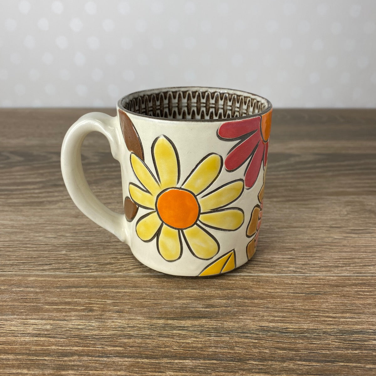 Handpainted Stoneware Mug | 1960's Floral