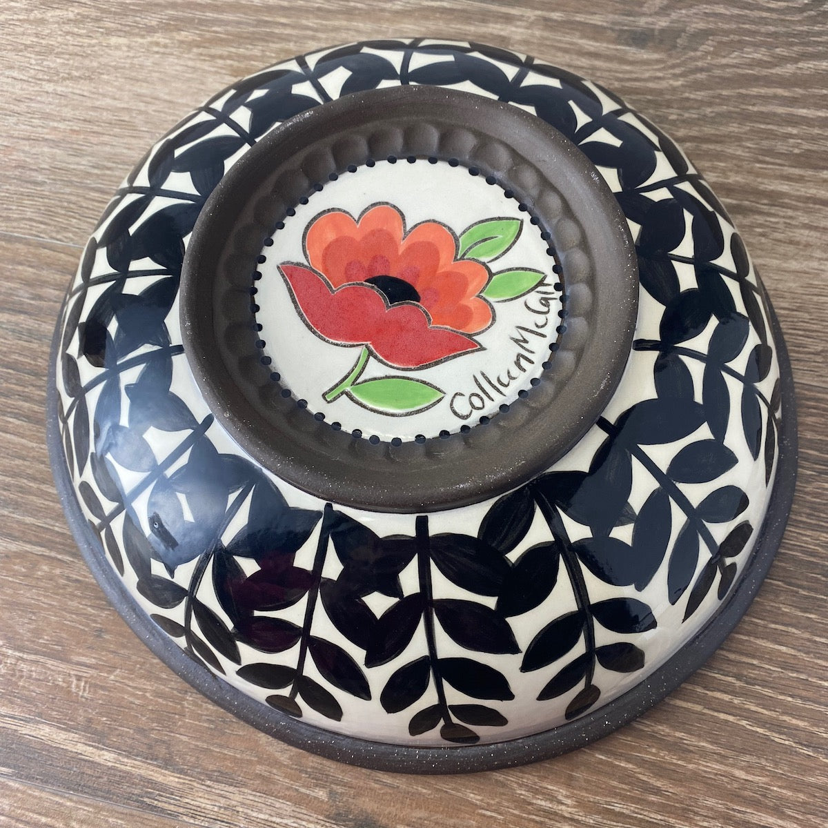 Vintage Floral Serving Bowl with Poppies