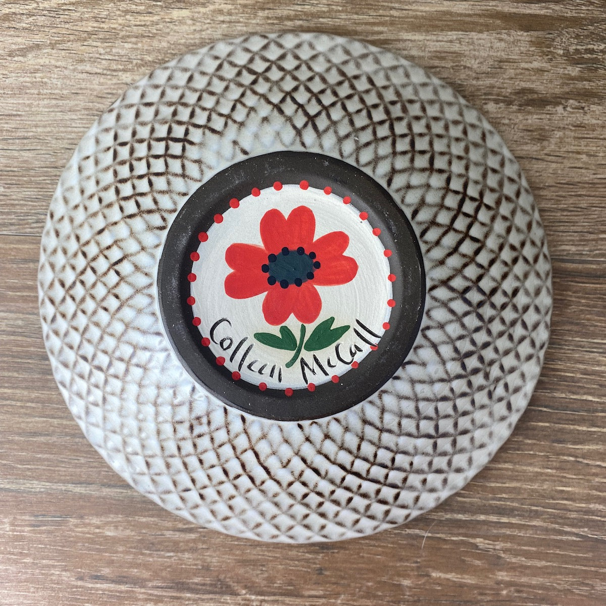 Vintage Floral Bowl with Red Poppies