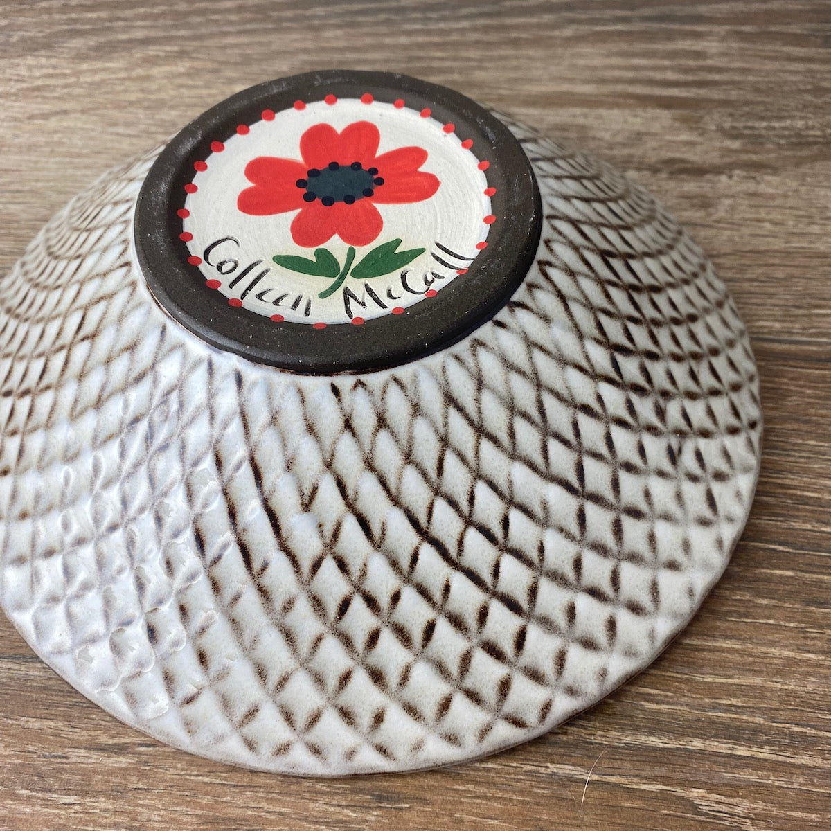 Vintage Floral Bowl with Red Poppies