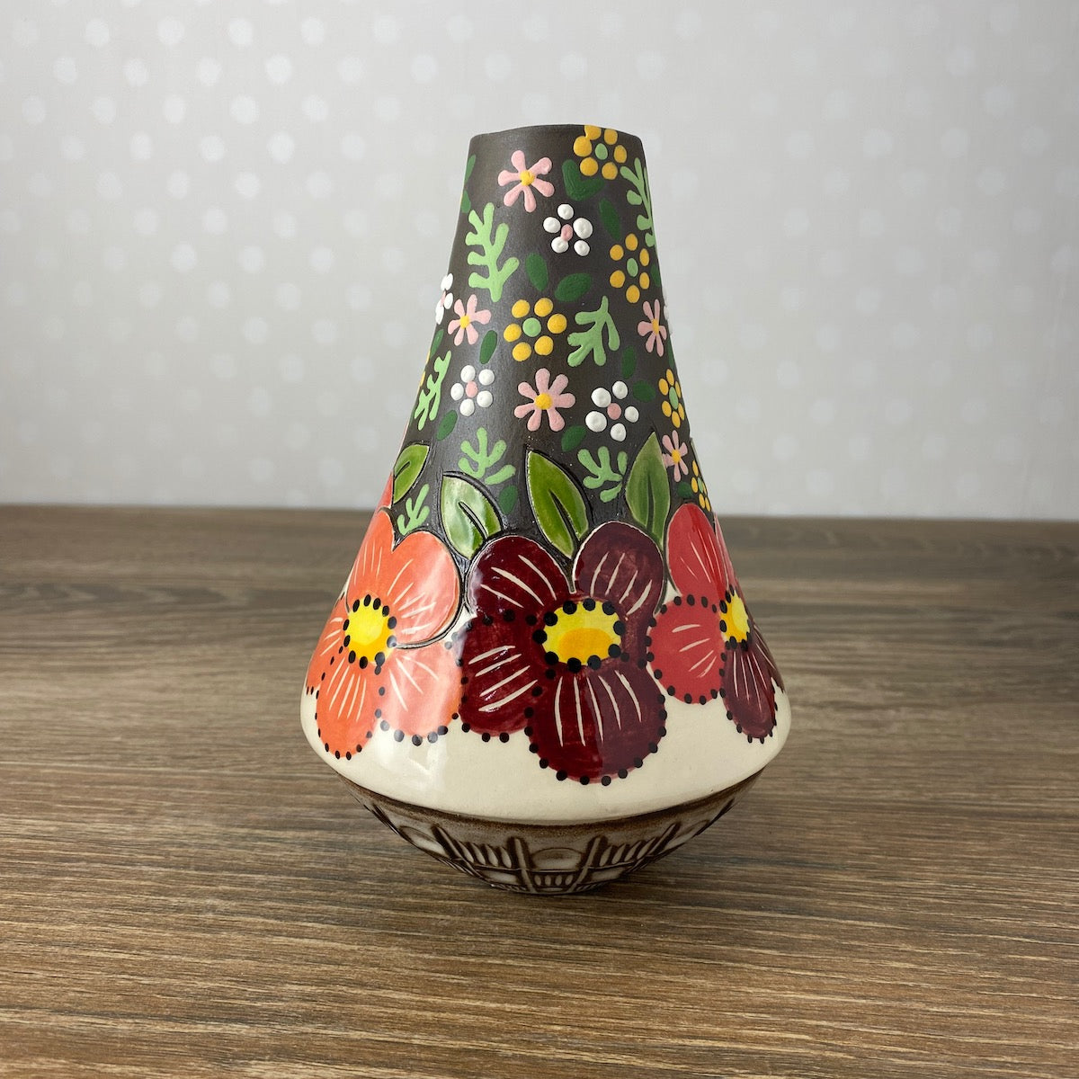 Funnel Vase with Floral Band